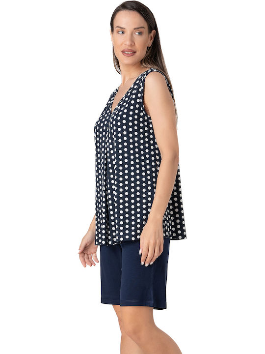 Relax Lingerie Καλοκαιρινό Γυναικείο Σετ Πιτζάμας Navy Μπλε