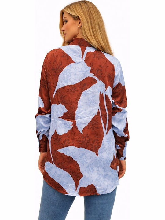 Only Long Sleeve Women's Denim Shirt Brown