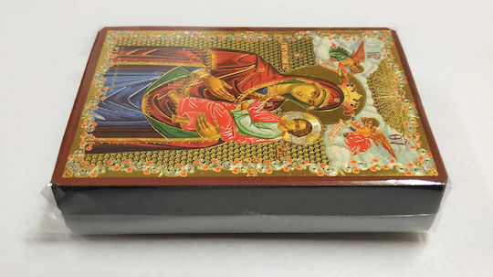 Holy Mary Christ Hodegetria Quick-Hearing Angels Saint Icon Flat Gold Embossed Category Paper Xkl No 00 Dimension 6.5cm X 9.5cm Icon Wood Mdf S&K Byzantine Icons