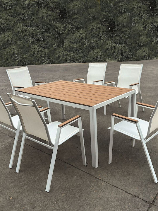 Set Dining de Exterior Virna 7 Piese Alb E6797,2S