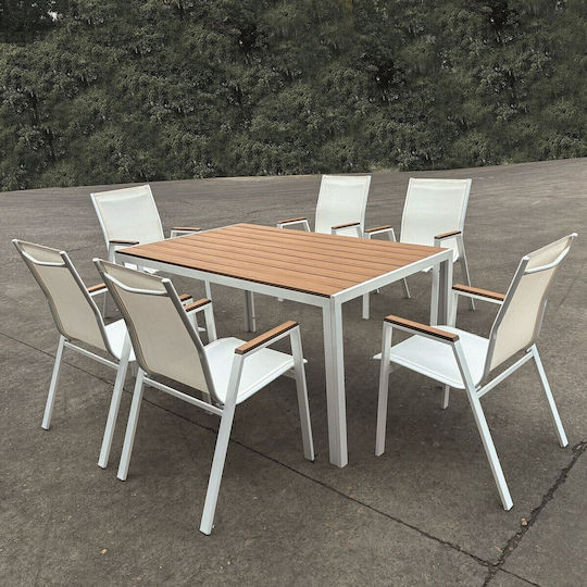 Virna Garten- und Outdoor-Möbelsets 7 Stück Weiß E6797,2S