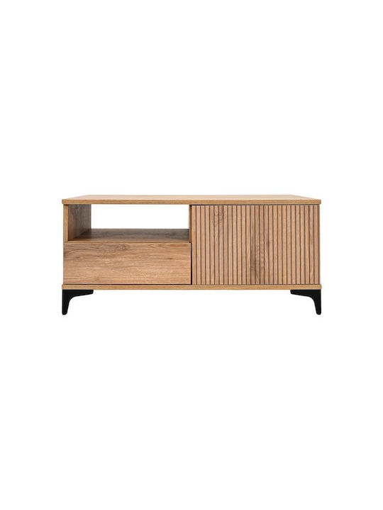 Rectangular Central Coffee Table Alicante Wooden with Drawers Natural Canella Oak M100xW64xH45cm