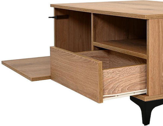 Rectangular Central Coffee Table Alicante Wooden with Drawers Natural Canella Oak M100xW64xH45cm