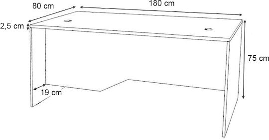 Επαγγελματικό Γραφείο Venturo με Βιβλιοθήκη 180x80x75εκ. Ανθρακί - Καρυδί