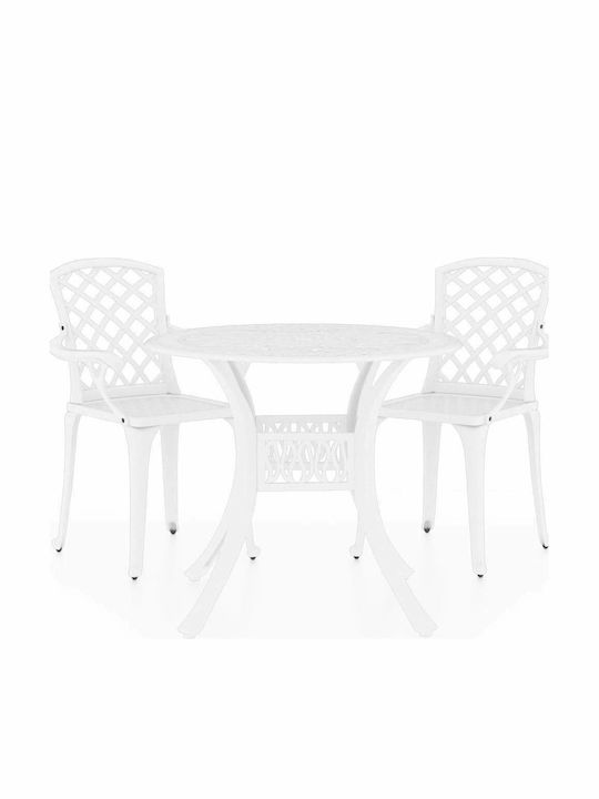 Garten- und Outdoor-Möbelsets 3 Stück Weiß mit Sonnenschirmhalter