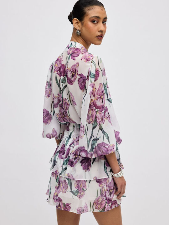 Mini Φούστα Floral Λευκή