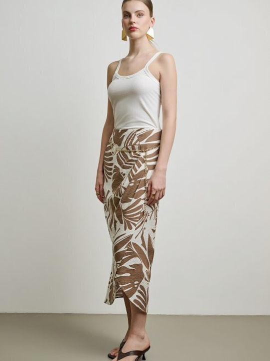 Midi Skirt Floral Brown
