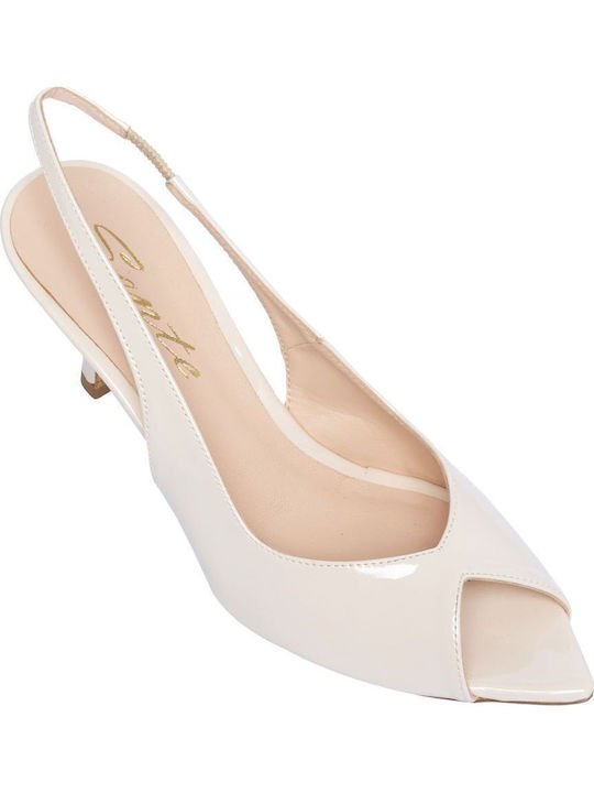 Peep Toe Обувки На Ток С Тънък Среден Ток Off White