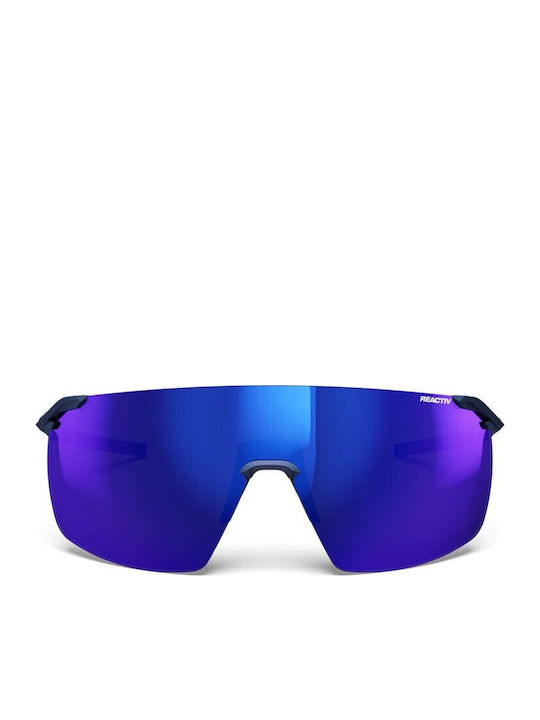 Julbo Unisex Sunglasses With Black Metallic Frame And Blue Mirror Lens J5943432