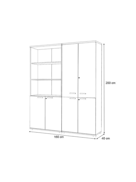 Дървен Шкаф За Офис Venturo Venturo С Ключалка В Антрацит 160x40x200см