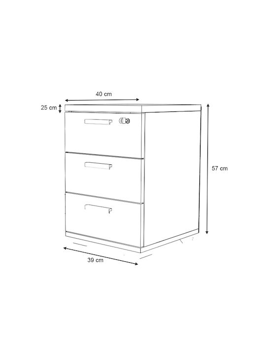Wooden Office Drawer Venturo Venturo with Lock & Drawers Anthracite 39x40x57cm