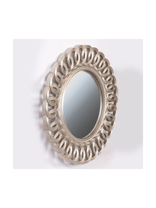 Wandspiegel mit Silber Kunststoff Rahmen Durchmesser 90cm