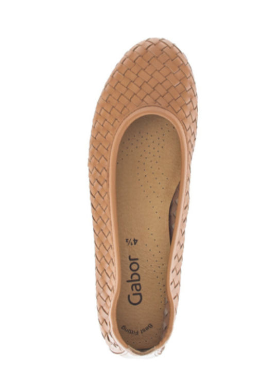 Damen Ballerinas Aus Leder In Braune Farbe