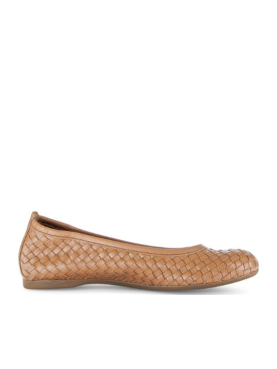 Damen Ballerinas Aus Leder In Braune Farbe
