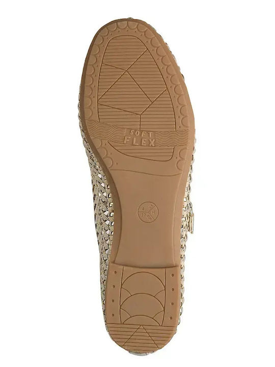 Softline Women's Ballerina Shoes in Gold Colour