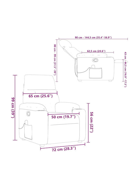 Πολυθρόνα Relax Massage με Υποπόδιο Σκούρο Γκρι 72x90x99cm