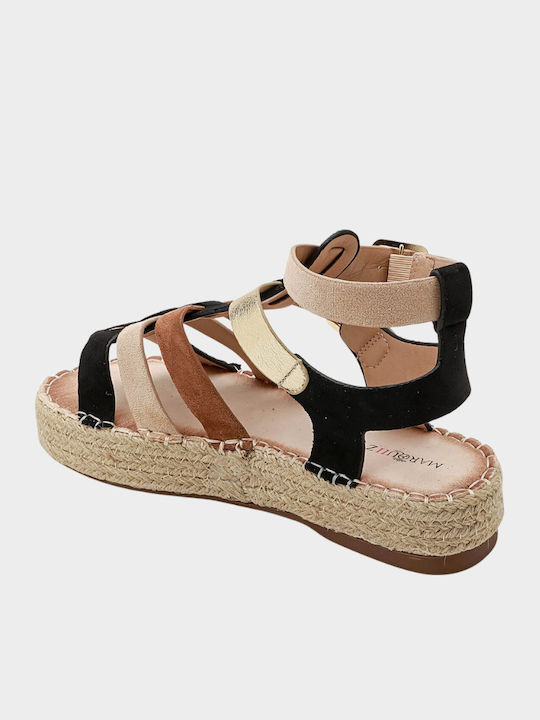 Sandale Casual Damă Gladiator Flatforme Negre