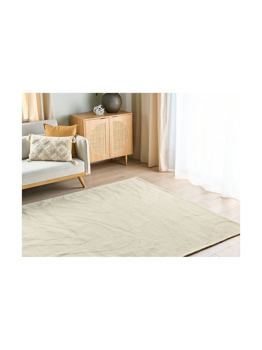 Beliani Wohnzimmer Teppich Wolle 200x300cm Beigefarbe
