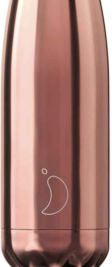 Chilly's Chrome Bottle Thermos Stainless Steel BPA Free 500ml Rose Gold