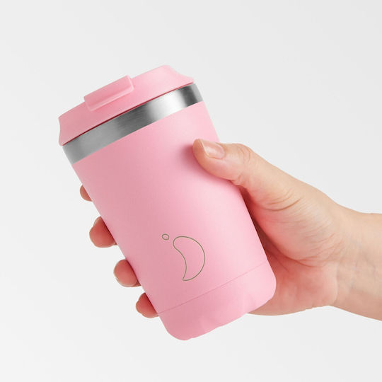 Chilly's Glass Thermos Stainless Steel BPA Free 340ml Pastel Pink