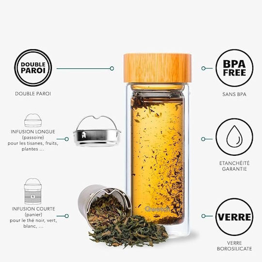 Qwetch Pahar Termos Din Sticlă 320ml Multicolor