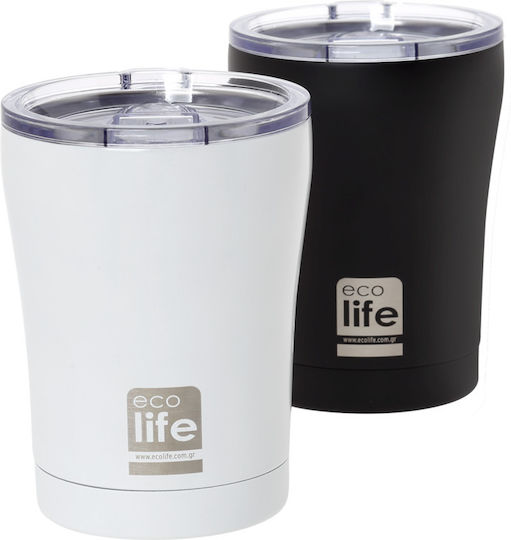 Ecolife Glass Thermos Bottle Stainless Steel Aluminum Plastic BPA Free 300ml White