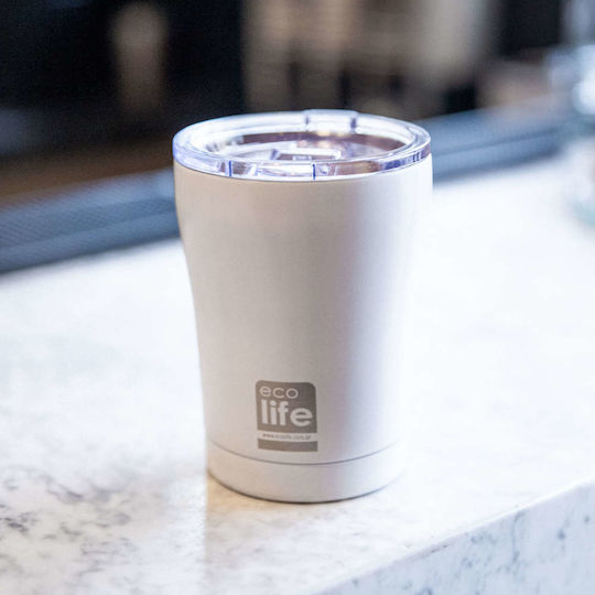 Ecolife Glass Thermos Bottle Stainless Steel Aluminum Plastic BPA Free 300ml White