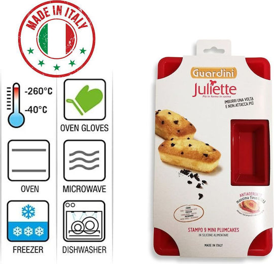 Guardini Juliette Φόρμα Σιλικόνης 9 Mini Plumcakes 17x29.5cm Made In Italy Guardini Juliette Φόρμα Σιλικόνης 9 Mini Plumcakes 17x29.5cm Made In Italy