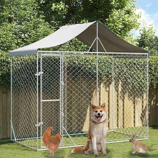 vidaXL Металик Парк За Кучета 300x150x250см Сребрист