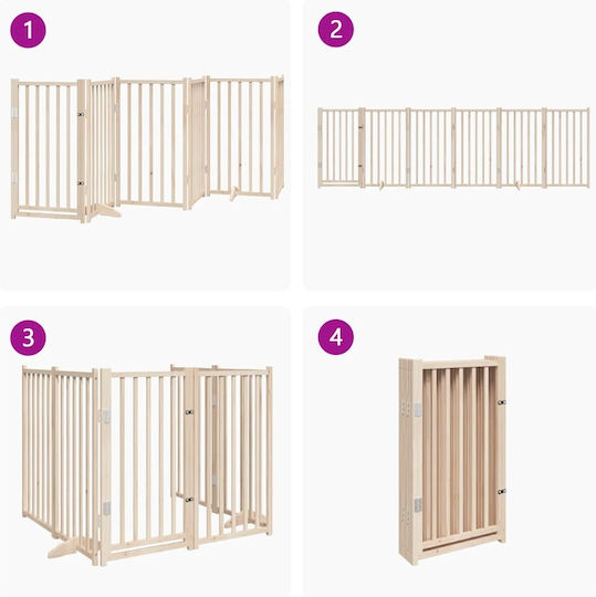 vidaXL Wooden Dog Divider with 6 Panels 300x90cm Fir Natural
