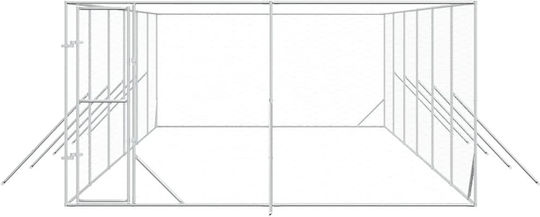 vidaXL Парк за Кучета от Метал в Сребрист Цвят 400 x 12 x 200см.