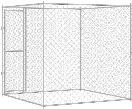 vidaXL Металик Парк За Кучета 200x200x200см Сребрист