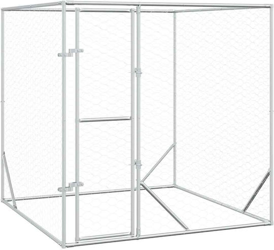 vidaXL Metallisches Hundetorg 200x200x200cm Silber