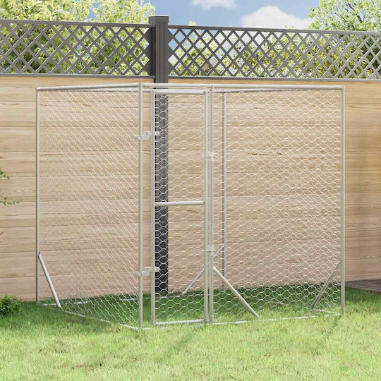 vidaXL Metallisches Hundetorg 200x200x200cm Silber