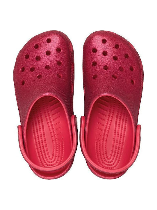 Crocs Classic Glitter Clog Γυναικεία Σαμπό Κόκκινα