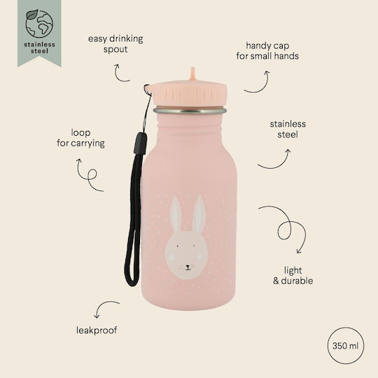 Trixie Kids Water Bottle Stainless Steel with Straw Non Spill Blue 350ml