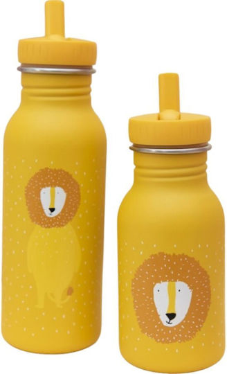 Trixie Kids Water Bottle Stainless Steel with Screw Cap Non Spill Yellow 500ml