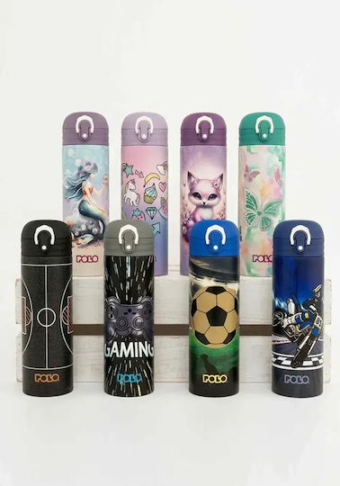 Polo Stainless Steel Kids Water Bottle Butterflies Thermos with Straw Polo Junior 500ml