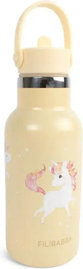 Filibabba Stainless Steel Kids Water Bottle Unicorns Grey
