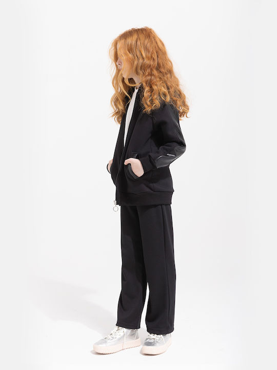 Kids Sweatshirt Cardigan with Hood and Pockets Black