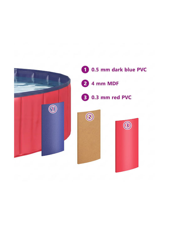 vidaXL Dog Pool 120cm Red 1 Piece