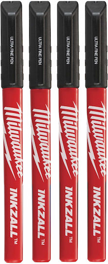 Milwaukee Inkzall Permanent Markers 0.6mm Black 4pcs