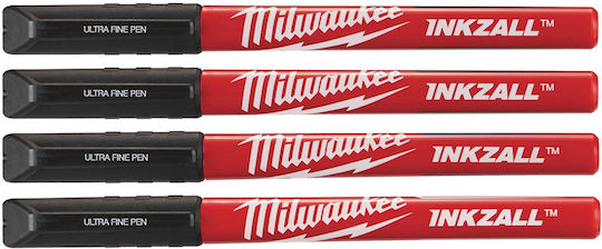 Milwaukee Inkzall Permanent Markers 0.6mm Black 4pcs