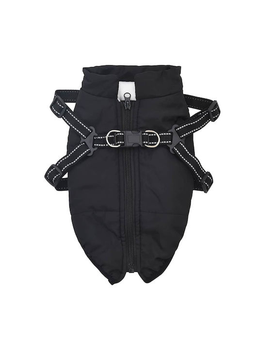 vidaXL Μπουφάν Σκύλου Fleece / Αδιάβροχο Μαύρο Large