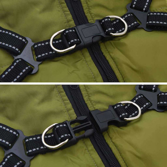vidaXL Μπουφάν Σκύλου Fleece / Αδιάβροχο Πράσινο Medium