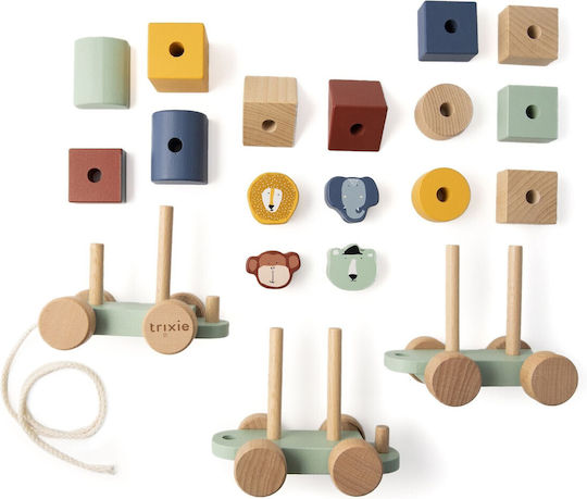 Trixie Pull-Along Toy Animal Train made of Wood for 18++ Months