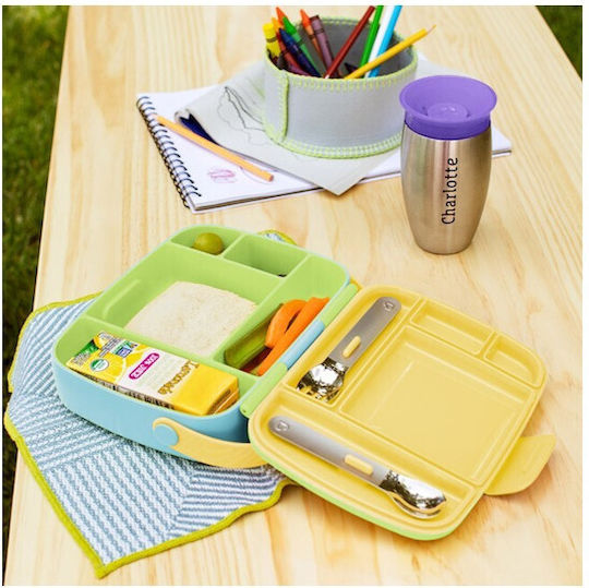 Munchkin Bento Box Plastic Kids' Lunch Set Green