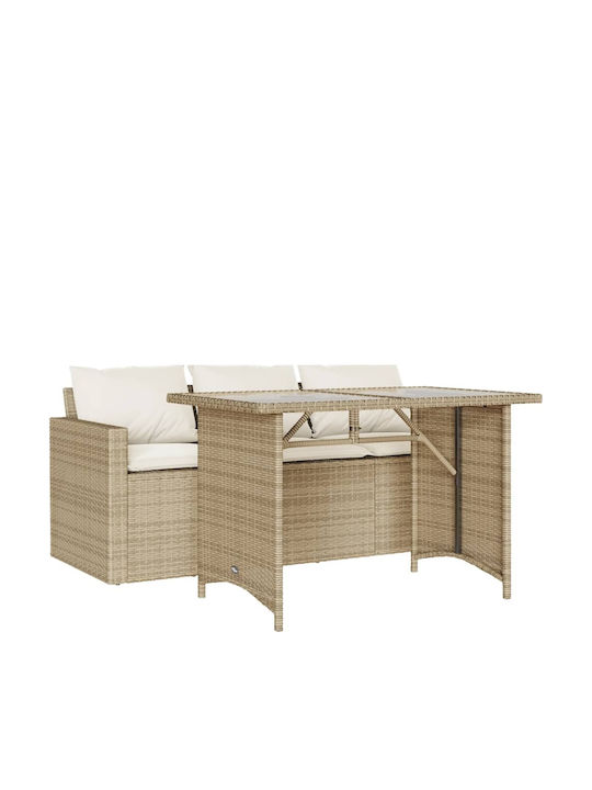 Garden & Outdoor Furniture Set Dining Room 2 Pieces Beige with Pillows