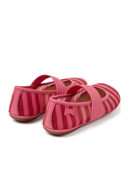 Kids Ballerinas with Hoop & Loop Closure Leather Pink