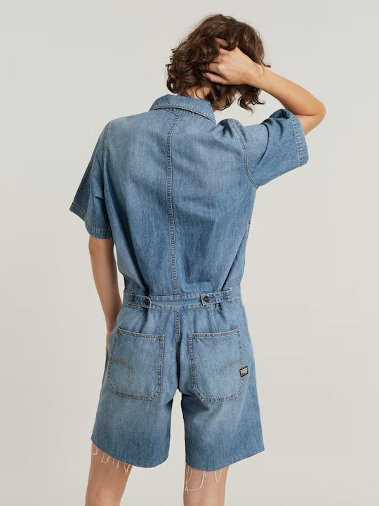 Damen Denim Jumpsuit Faded Thames Herstellerfarbe Blau